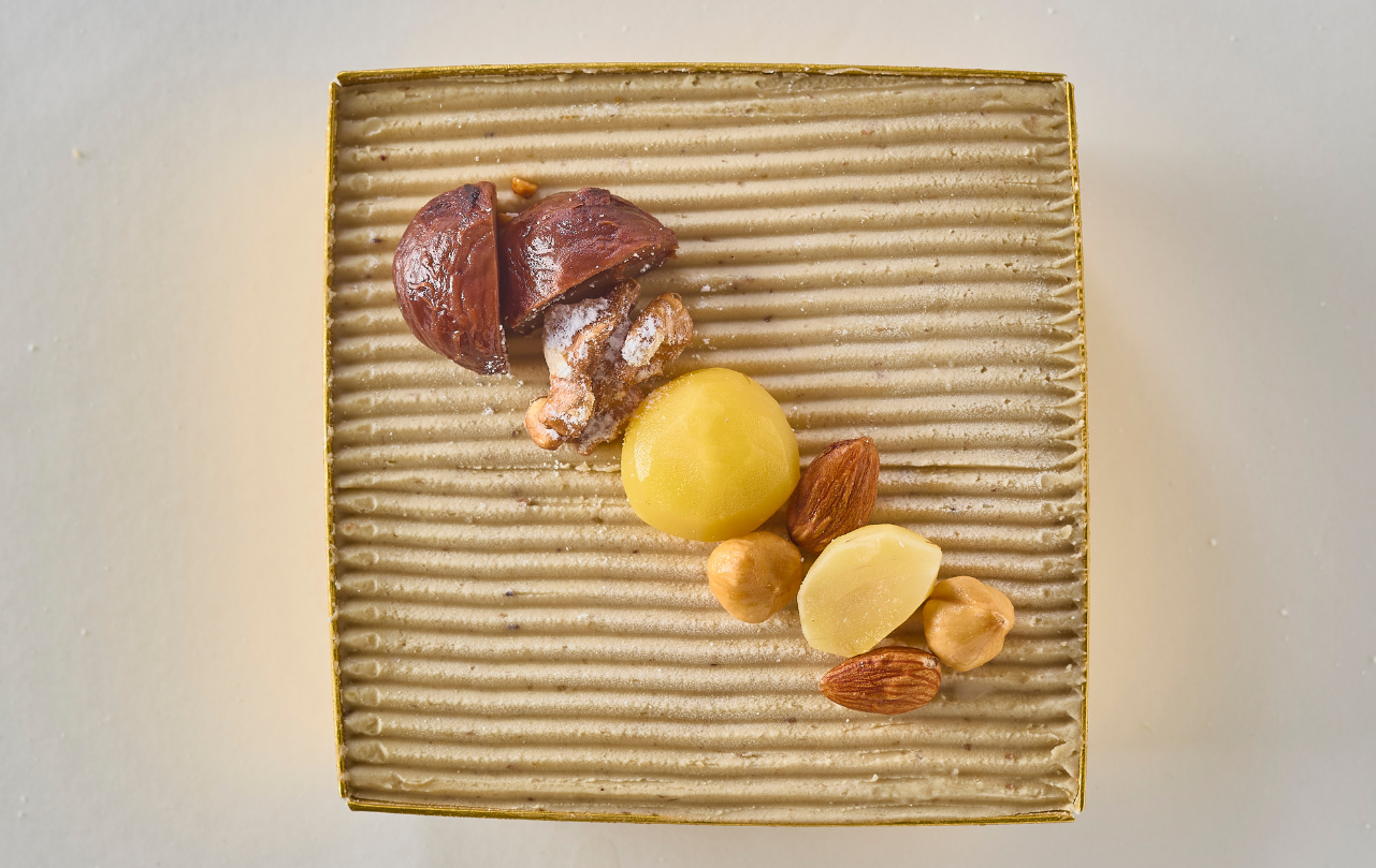 小豆クリームとほうじ茶ムース