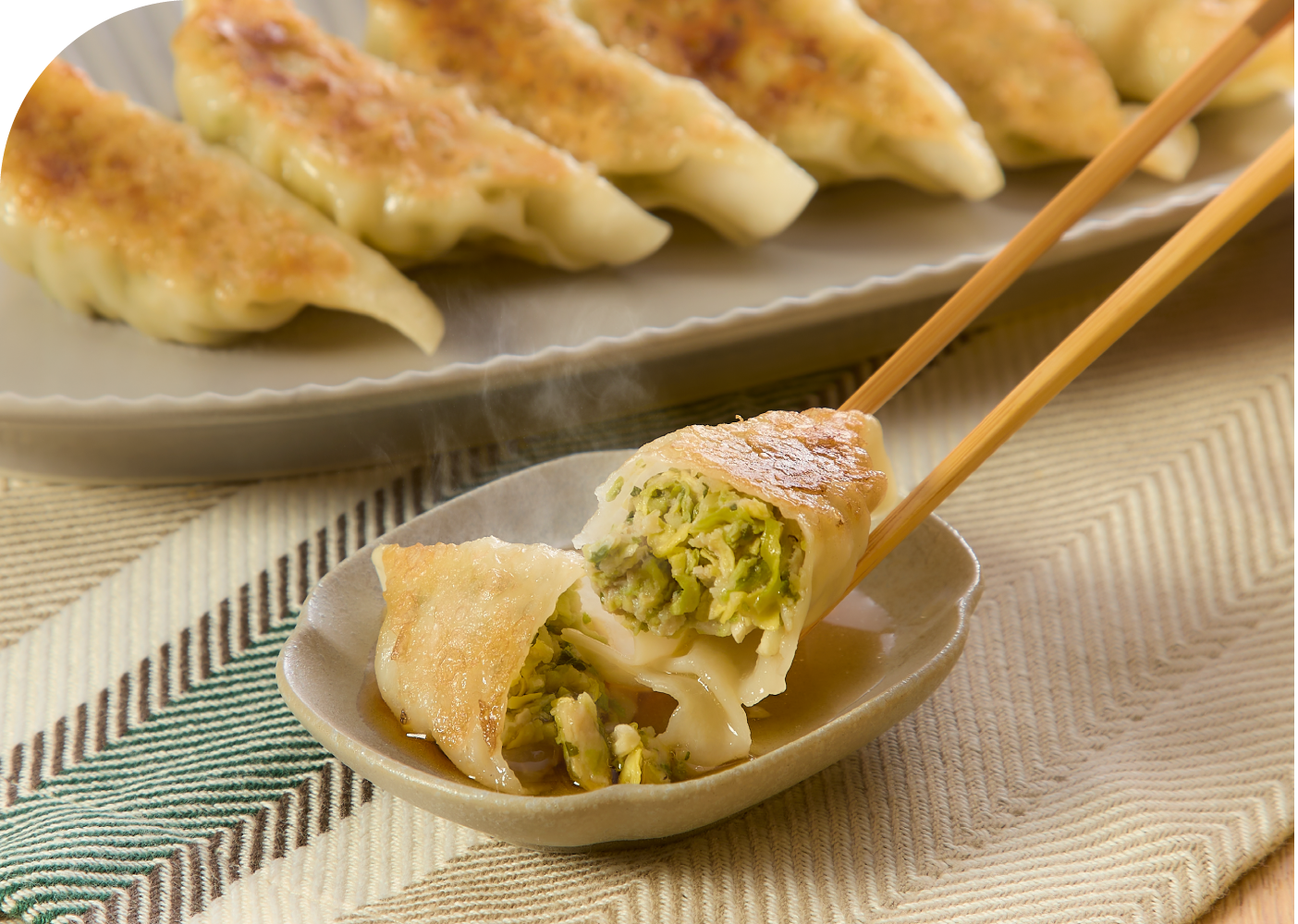 シャキシャキ野菜の甘み味わう餃子